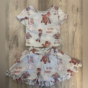 Made By Molly 5t Girls Two-Piece Toy Story Top & Ruffle Skort Set - Light Blue